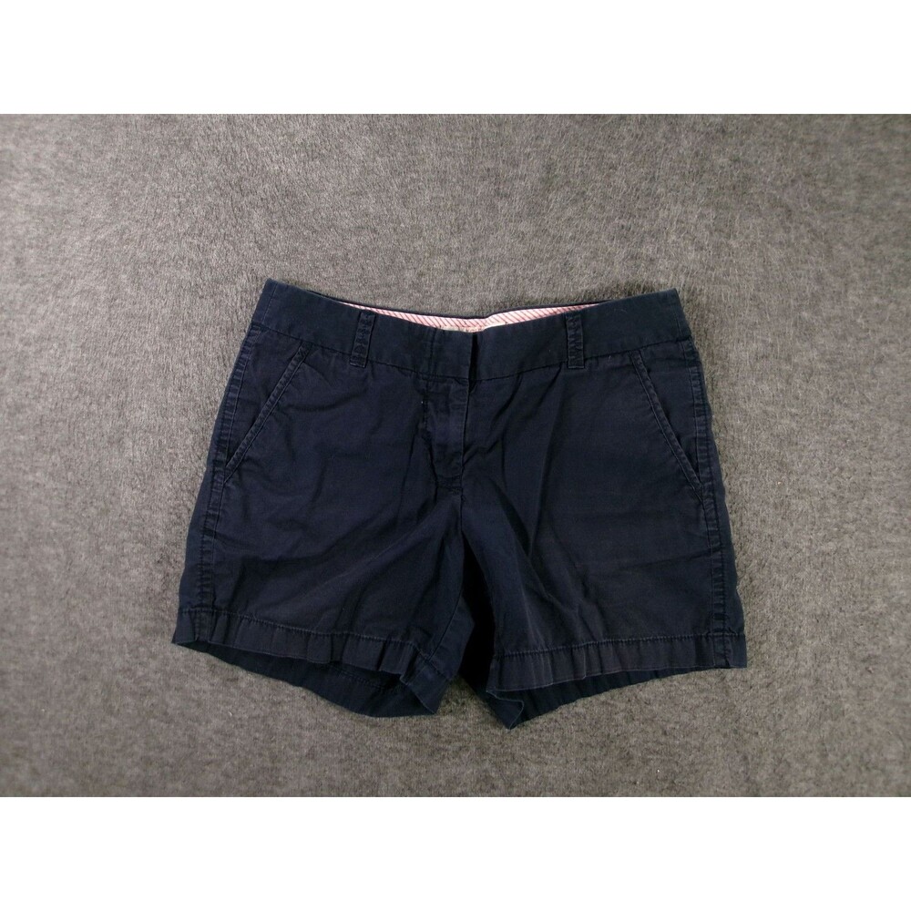 J CREW Chino Shorts Womens 4 Navy Cotton Broken In Casual Mid Rise Everyday